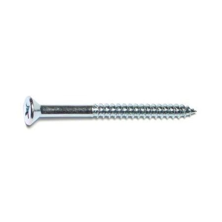 Midwest Fastener Wood Screw, #14, 3 in, Zinc Plated Steel Flat Head Phillips Drive, 100 PK 02608